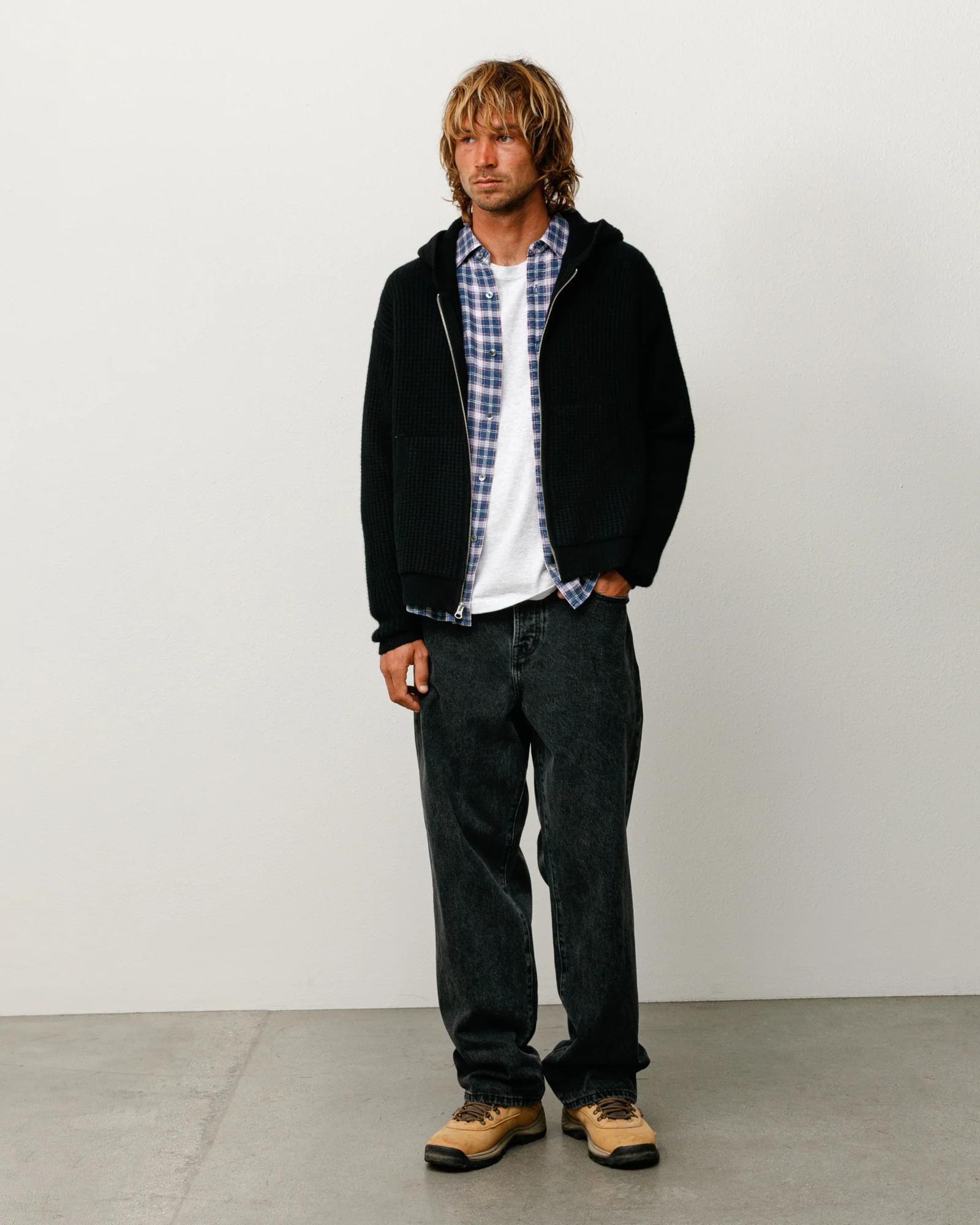 WAFFLE CASHMERE ZIP HOOD SWEATER - Image 4
